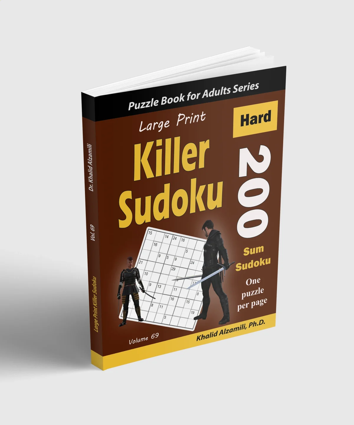 Large Print Killer Sudoku: 200 Hard Sum Sudoku Puzzles by Dr. Khalid Alzamili – standing book view