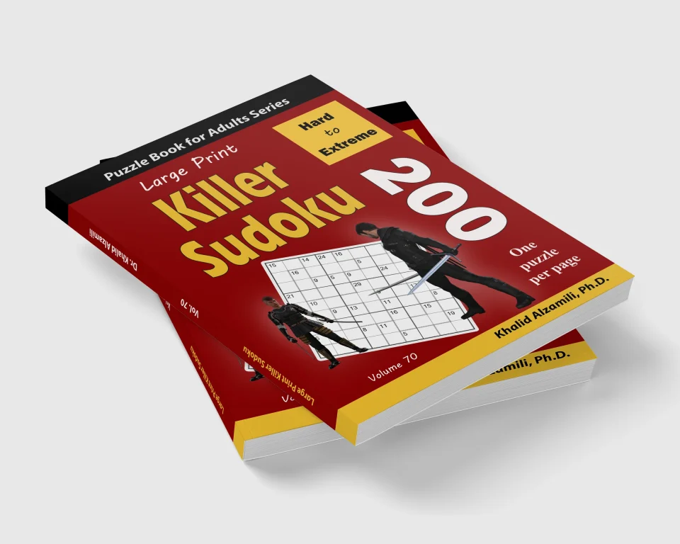 Large Print Killer Sudoku: 200 Hard to Extreme Puzzles by Dr. Khalid Alzamili – stacked book view