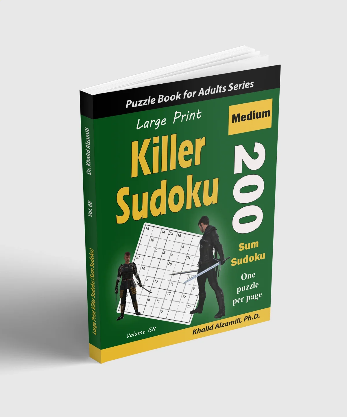 Large Print Killer Sudoku: 200 Medium Sum Sudoku Puzzles by Dr. Khalid Alzamili – standing book view