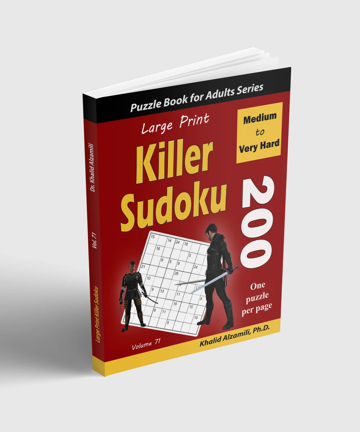 Large Print Killer Sudoku: 200 Medium to Very Hard Puzzles by Dr. Khalid Alzamili – standing book view