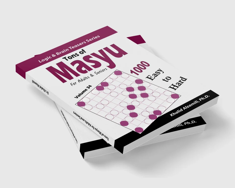 Tons of Masyu for Adults & Seniors: 1000 Easy to Hard Puzzles (9x9) by Dr. Khalid Alzamili – stacked book view