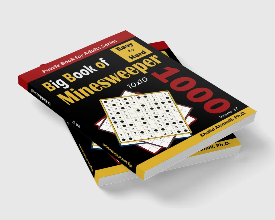 Big Book of Minesweeper: 1000 Easy to Hard Puzzles (10x10) by Dr. Khalid Alzamili – stacked book view
