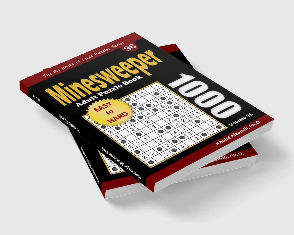 Minesweeper Adult Puzzle Book: 1000 Easy to Hard Puzzles by Dr. Khalid Alzamili – stacked book view
