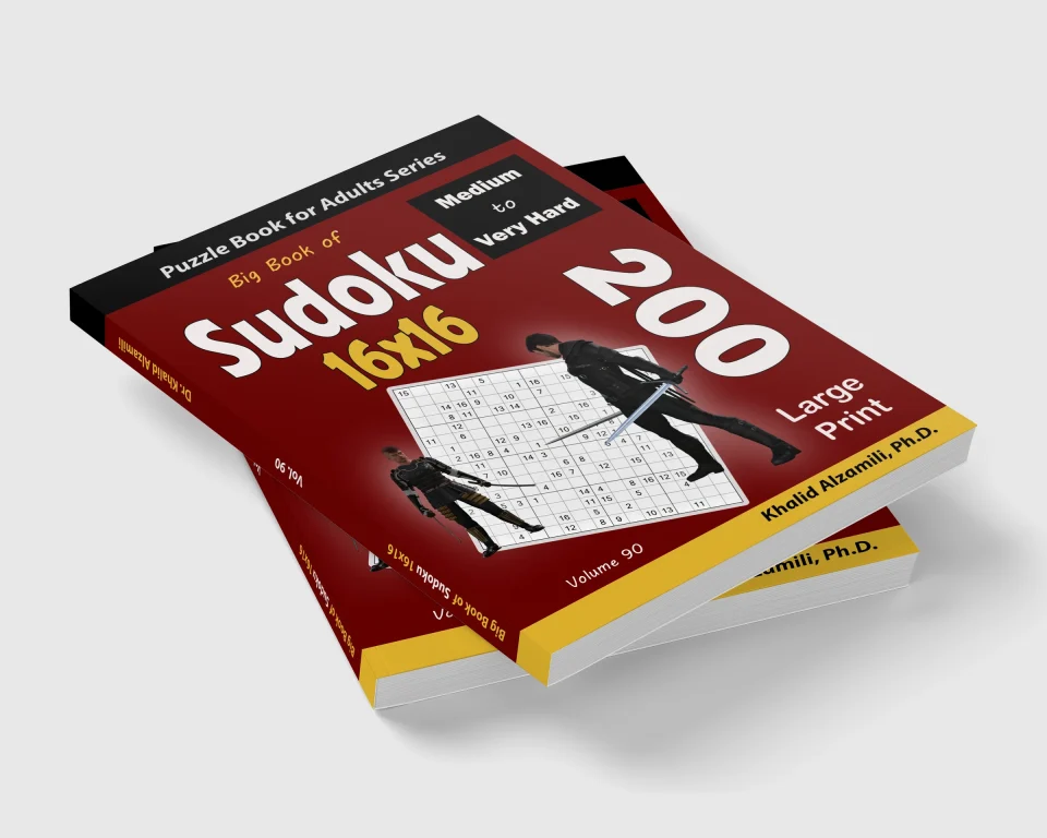 Big Book of Sudoku 16x16: 200 Medium to Very Hard Large Print Puzzles by Dr. Khalid Alzamili – stacked book view