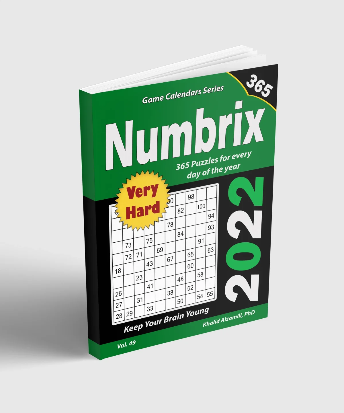 2022 Numbrix: 365 Very Hard Puzzles for Every Day of the Year : Keep Your Brain Young by Dr. Khalid Alzamili – standing book view