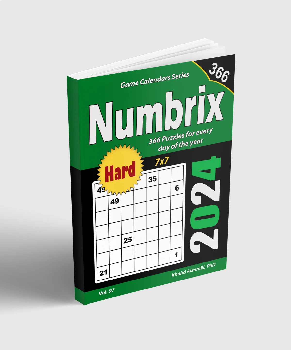2024 Numbrix: 366 Hard (7x7) Puzzles for Every Day of the Year by Dr. Khalid Alzamili – standing book view