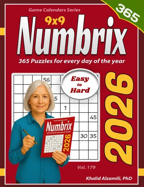 2026 Numbrix: 365 Easy to Hard (9x9) Puzzles for Every Day of the Year by Dr. Khalid Alzamili – front cover