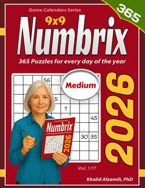 2026 Numbrix: 365 Medium (9x9) Puzzles for Every Day of the Year by Dr. Khalid Alzamili – front cover