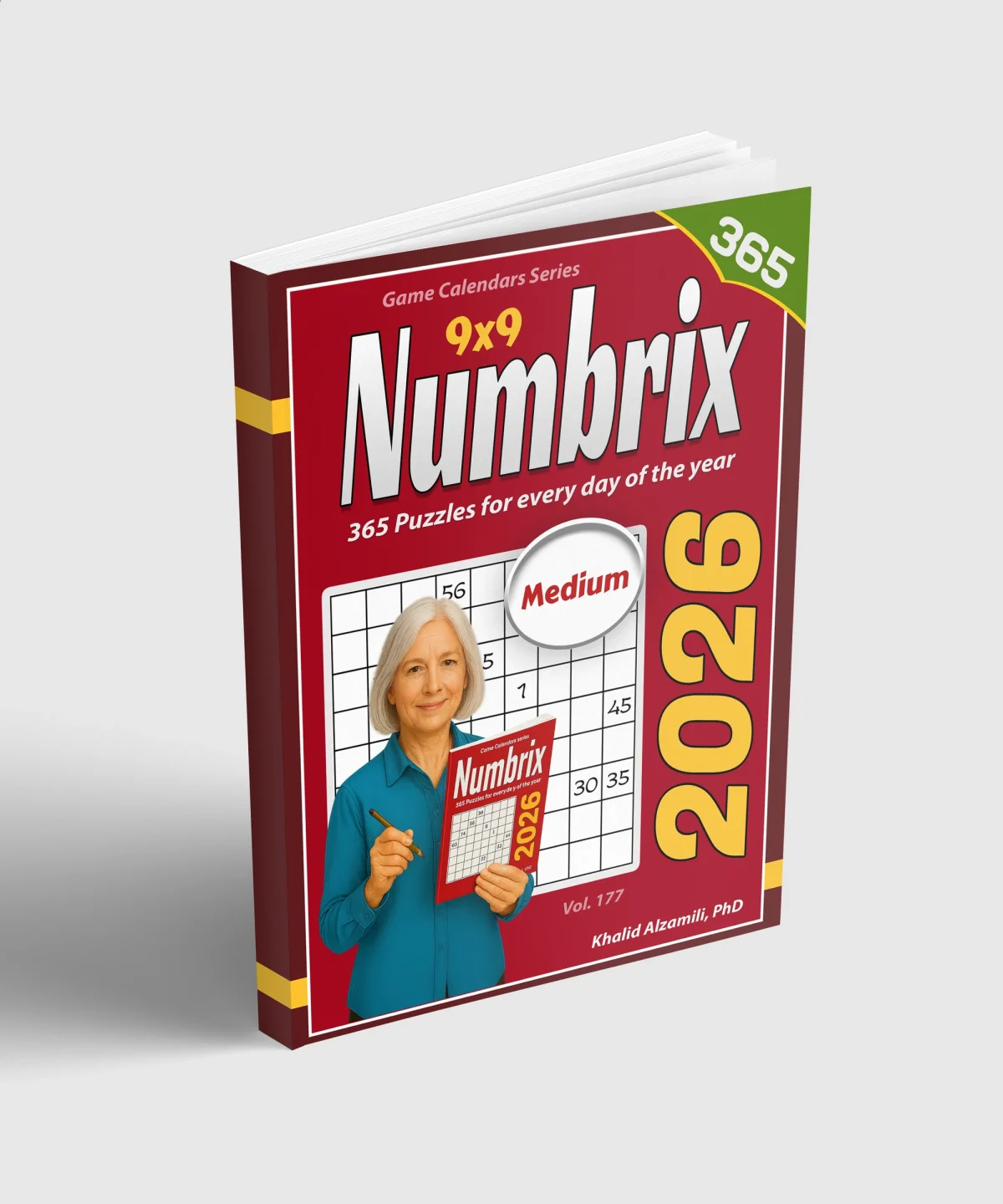 2026 Numbrix: 365 Medium (9x9) Puzzles for Every Day of the Year by Dr. Khalid Alzamili – standing book view