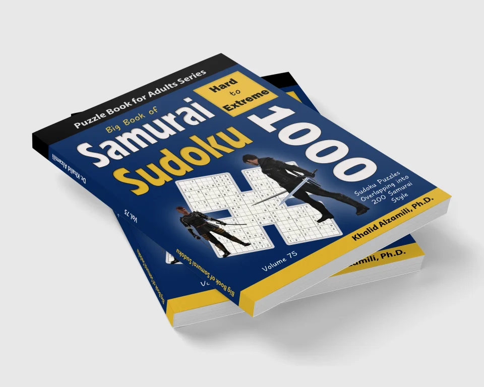 Big Book of Samurai Sudoku: 1000 Hard to Extreme Sudoku Puzzles Overlapping into 200 Samurai Style by Dr. Khalid Alzamili – stacked book view