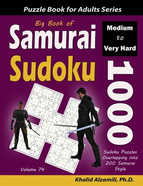 Big Book of Samurai Sudoku: 1000 Medium to Very Hard Sudoku Puzzles Overlapping into 200 Samurai Style by Dr. Khalid Alzamili – front cover