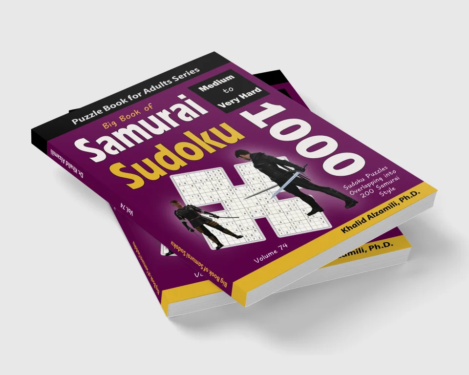Big Book of Samurai Sudoku: 1000 Medium to Very Hard Sudoku Puzzles Overlapping into 200 Samurai Style by Dr. Khalid Alzamili – stacked book view