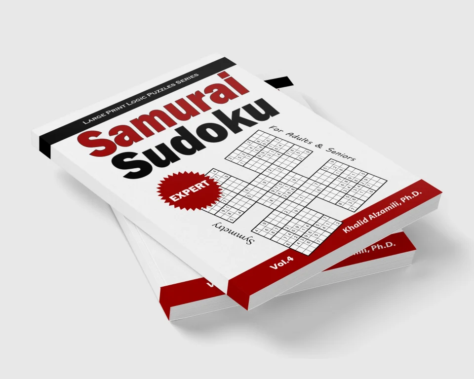 Samurai Sudoku for Adults & Seniors: 500 Expert Sudoku Puzzles Overlapping into 100 Symmetry Samurai Style by Dr. Khalid Alzamili – stacked book view