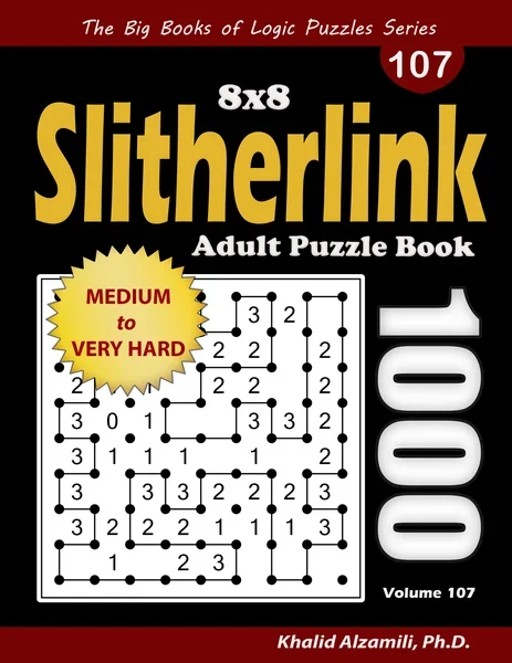 Slitherlink Adult Puzzle Book: 1000 Medium to Very Hard (8x8) Puzzles by Dr. Khalid Alzamili – front cover
