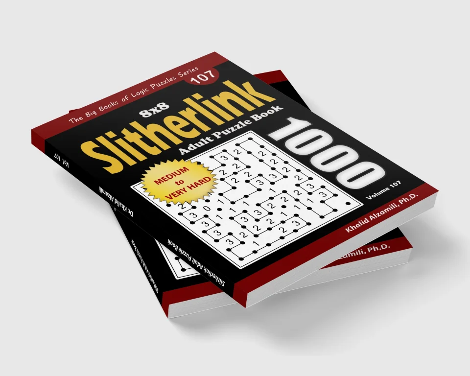 Slitherlink Adult Puzzle Book: 1000 Medium to Very Hard (8x8) Puzzles by Dr. Khalid Alzamili – stacked book view