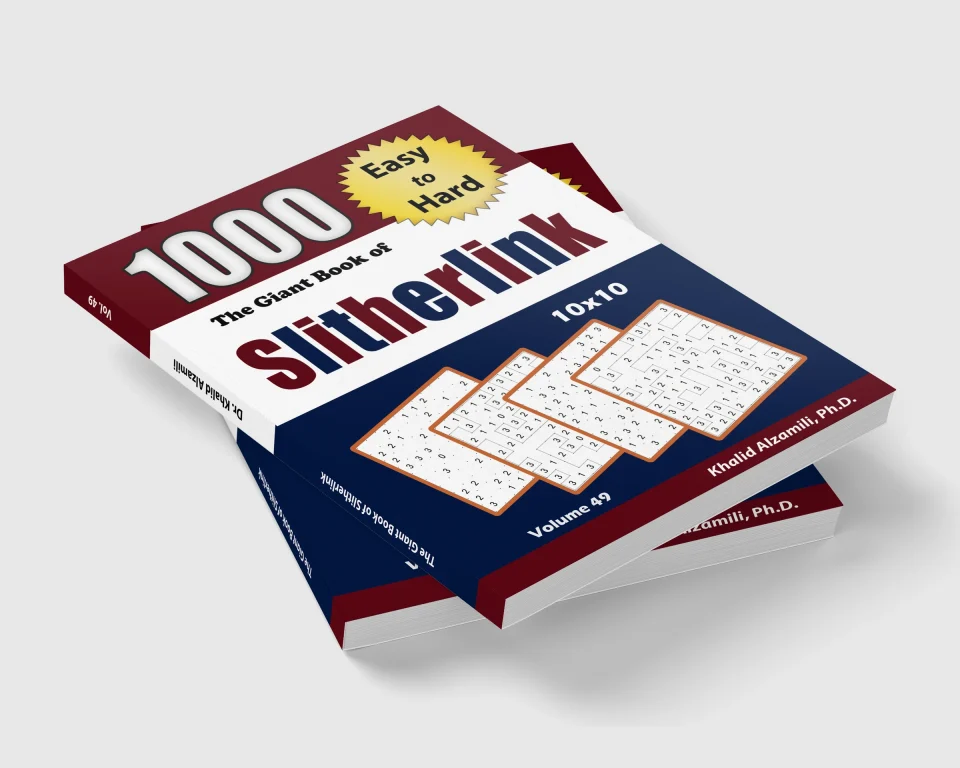 The Giant Book of Slitherlink : 1000 Easy to Hard Puzzles (10x10) by Dr. Khalid Alzamili – stacked book view