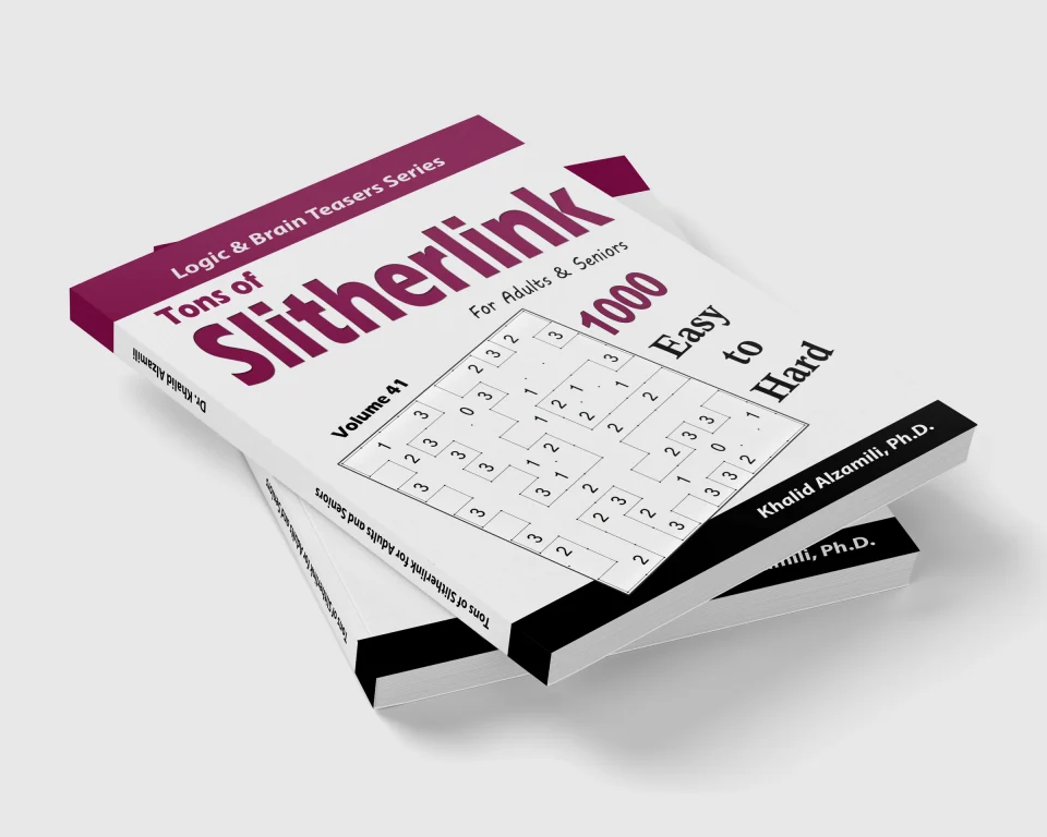 Tons of Slitherlink for Adults & Seniors: 1000 Easy to Hard Puzzles (10x10) by Dr. Khalid Alzamili – stacked book view