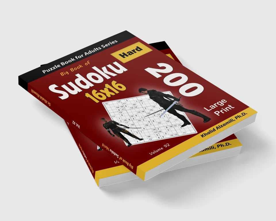 Big Book of Sudoku 16x16: 200 Hard Puzzles (Large Print) by Dr. Khalid Alzamili – stacked book view