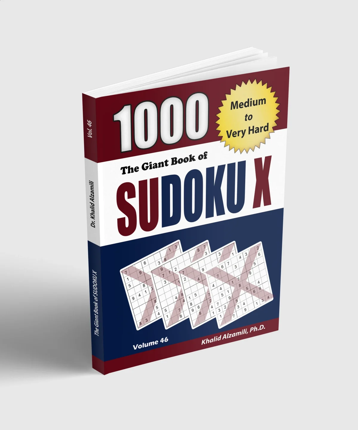 The Giant Book of Sudoku X: 1000 Medium to Very Hard Puzzles by Dr. Khalid Alzamili – standing book view