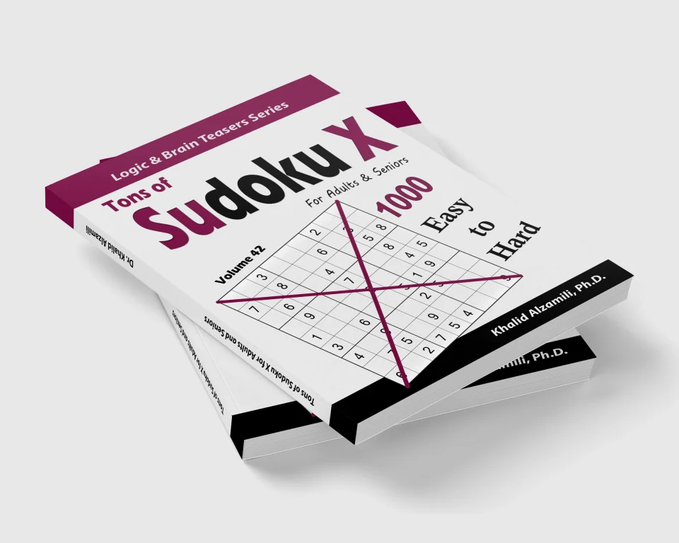 Tons of Sudoku X for Adults & Seniors: 1000 Easy to Hard Puzzles by Dr. Khalid Alzamili – stacked book view