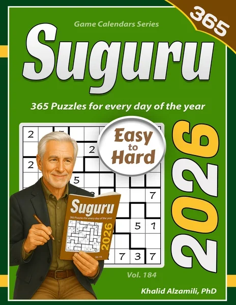 2026 Suguru: 365 Easy to Hard (9x9) Puzzles for Every Day of the Year by Dr. Khalid Alzamili – front cover