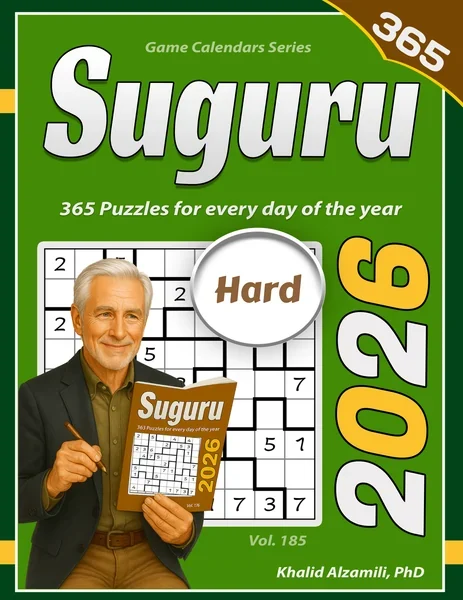 2026 Suguru: 365 Hard (9x9) Puzzles for Every Day of the Year by Dr. Khalid Alzamili – front cover