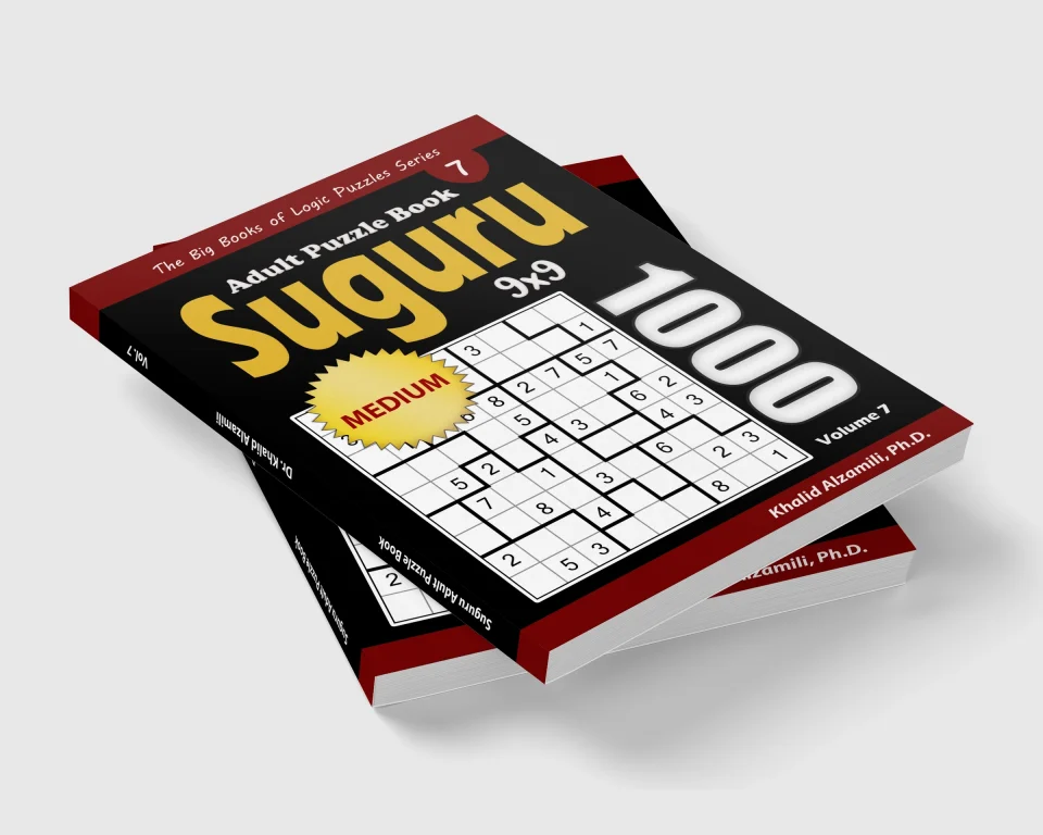 Suguru Adult Puzzle Book: 1000 Medium Number Blocks (9x9) Puzzles by Dr. Khalid Alzamili – stacked book view