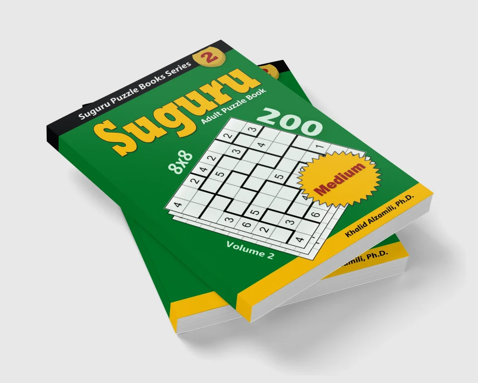 Suguru Adult Puzzle Book: 200 Medium (8x8) Puzzles by Dr. Khalid Alzamili – stacked book view