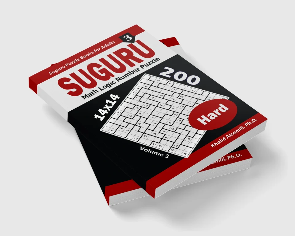 Suguru Math Logic Number Puzzle: 200 Hard (14x14) Puzzles by Dr. Khalid Alzamili – stacked book view