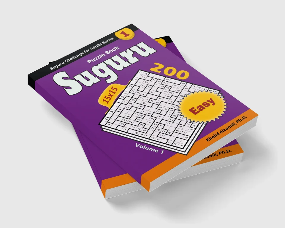 Suguru Puzzle Book: 200 Easy (15x15) Puzzles by Dr. Khalid Alzamili – stacked book view