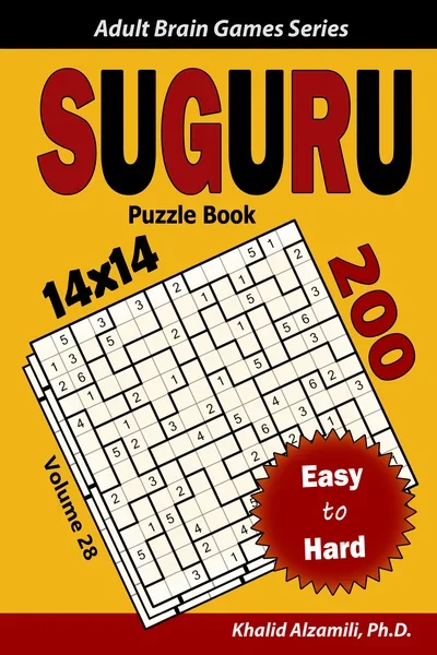 Suguru Puzzle Book: 200 Easy to Hard (14x14) Puzzles by Dr. Khalid Alzamili – front cover
