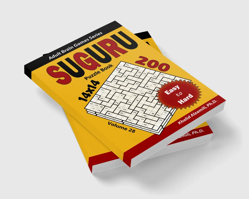Suguru Puzzle Book: 200 Easy to Hard (14x14) Puzzles by Dr. Khalid Alzamili – stacked book view