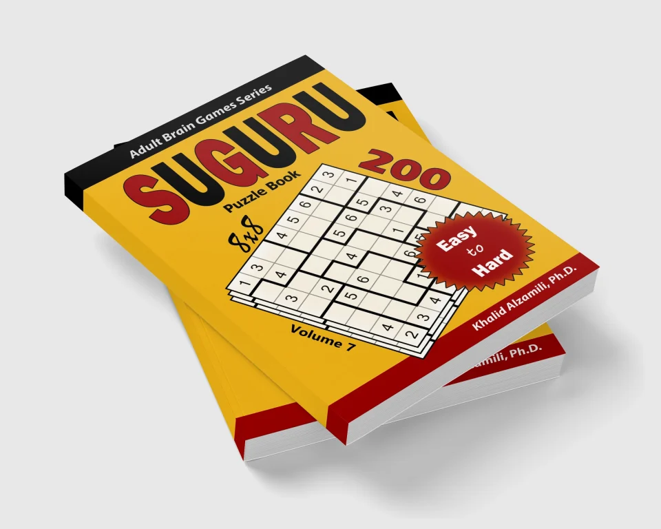 Suguru Puzzle Book: 200 Easy to Hard (8x8) Puzzles by Dr. Khalid Alzamili – stacked book view