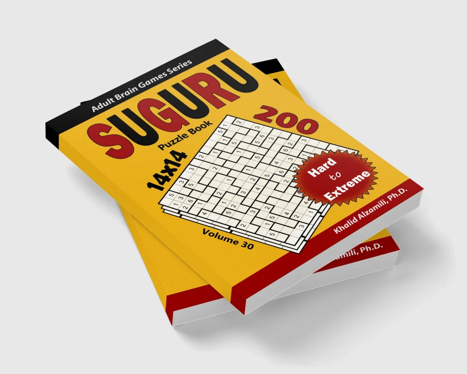 Suguru Puzzle Book: 200 Hard to Extreme (14x14) Puzzles by Dr. Khalid Alzamili – stacked book view