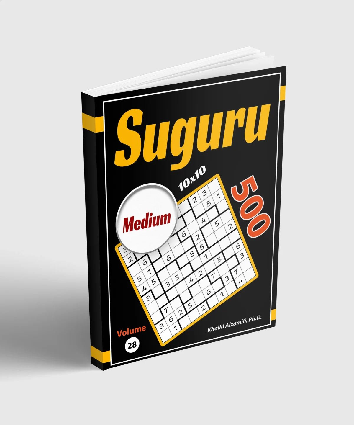 Suguru: 500 Medium (10x10) Puzzles by Dr. Khalid Alzamili – standing book view