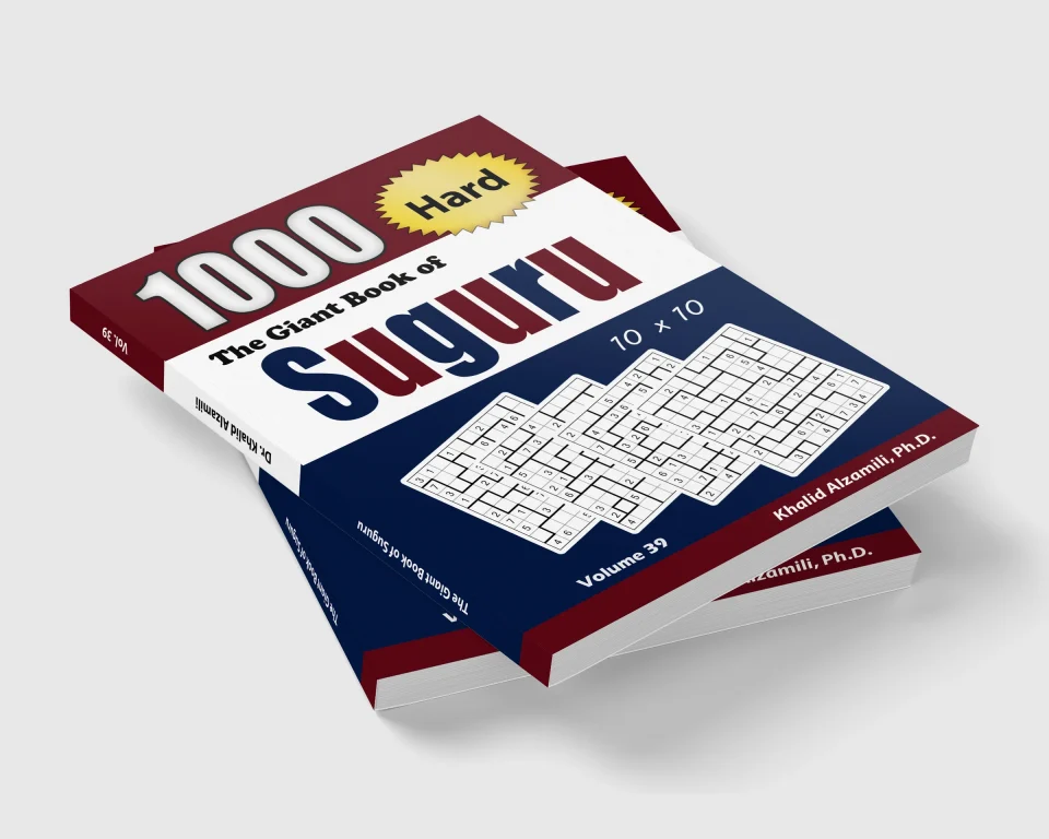 The Giant Book of Suguru: 1000 Hard Number Blocks (10x10) Puzzles by Dr. Khalid Alzamili – stacked book view