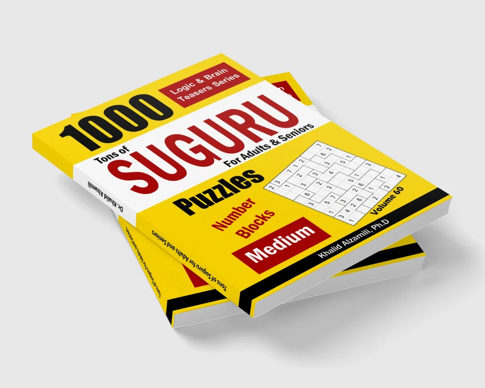 Tons of Suguru for Adults & Seniors: 1000 Medium Number Blocks Puzzles by Dr. Khalid Alzamili – stacked book view